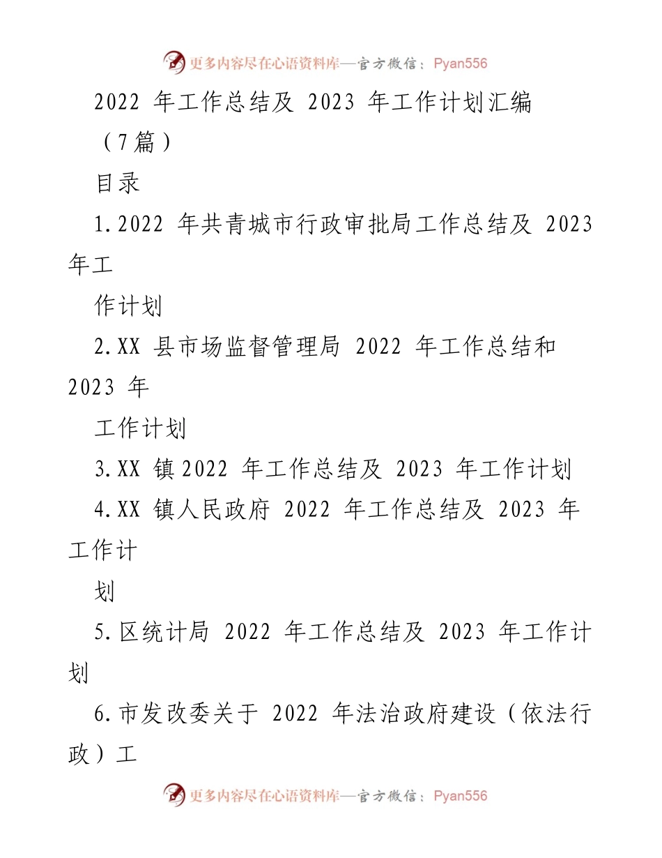 [工作总结] 政府部门 - 2022年工作总结与2023年工作计划汇编.docx_第1页