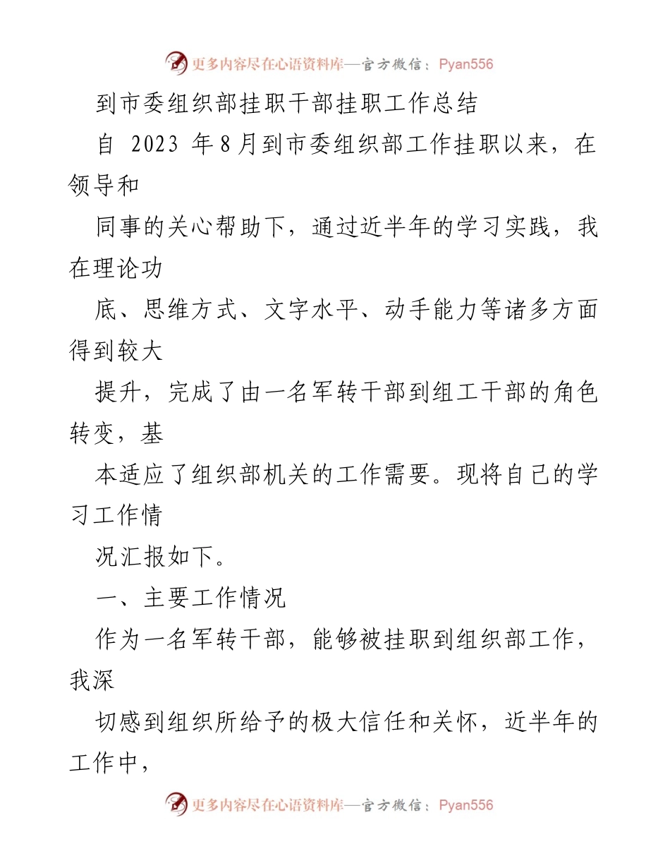 [工作总结] 挂职干部 - 挂职工作学习与能力提升总结.docx_第1页