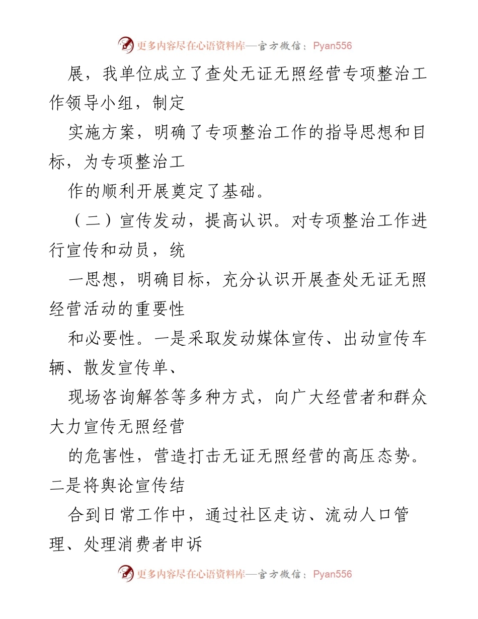 [工作总结] 查处无证无照经营专项整治活动 - 无证无照经营整治工作总结汇编.docx_第2页