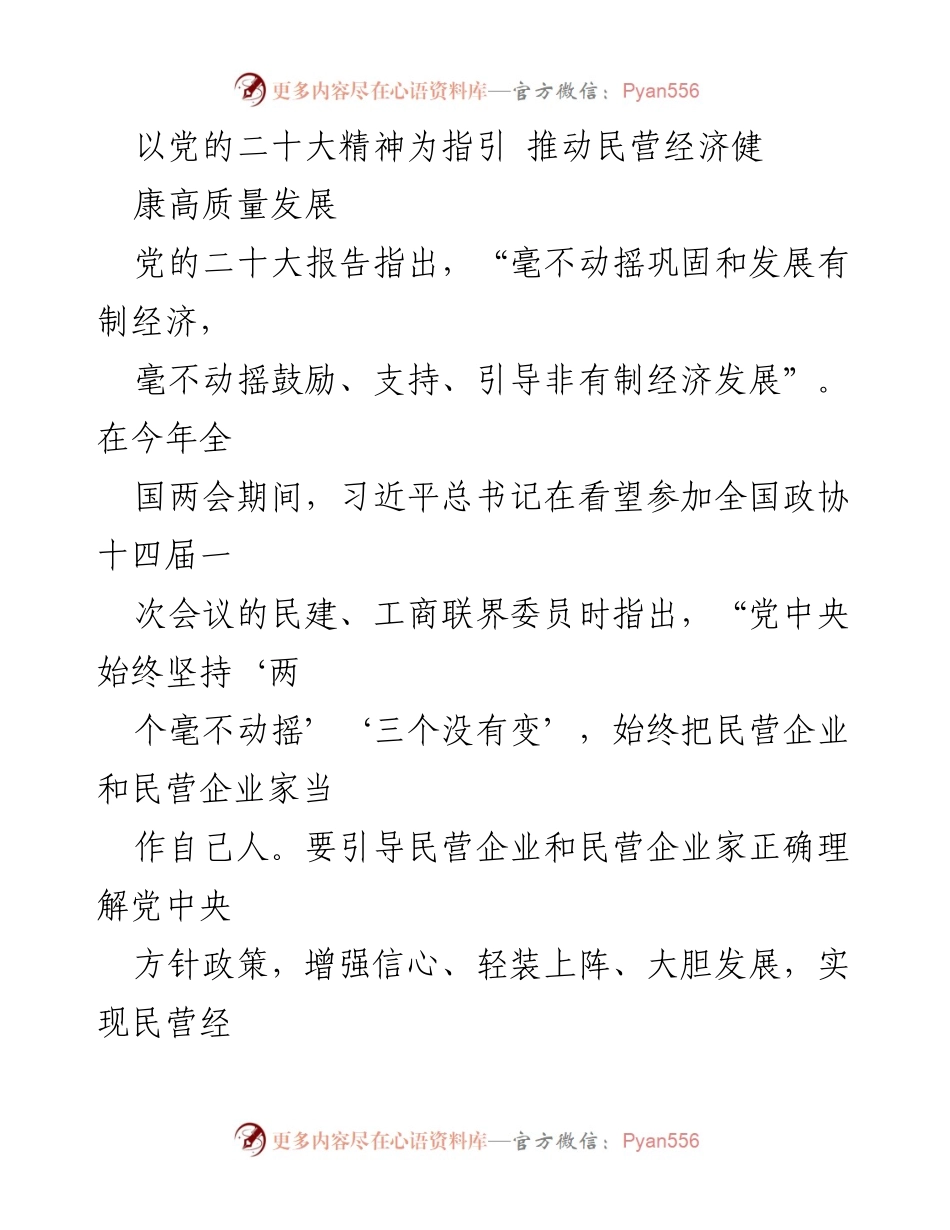 [工作总结] 民营经济发展会议 - 推动民营经济健康高质量发展的战略部署与实践.docx_第1页