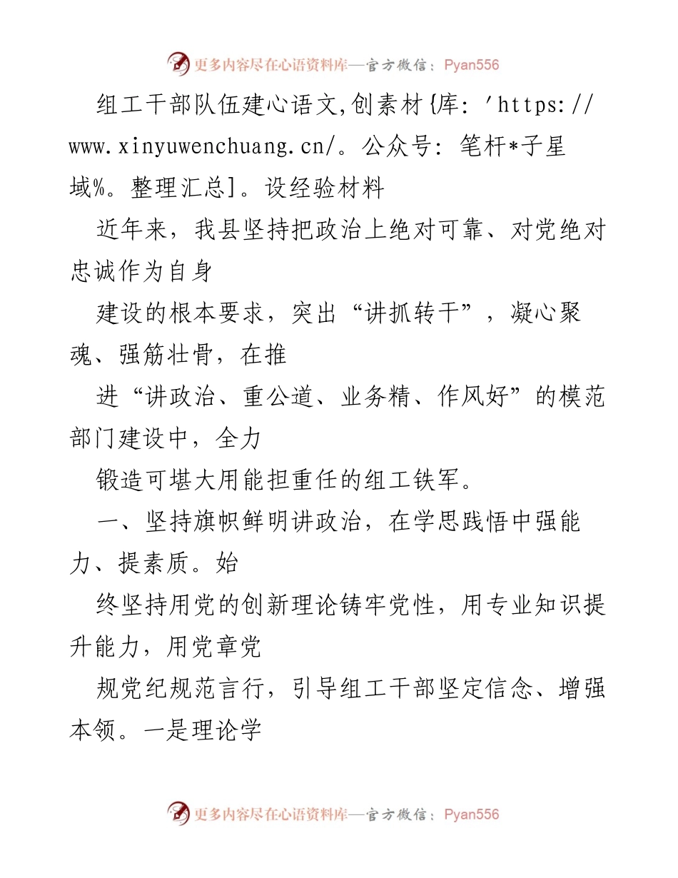 [工作总结] 组工干部队伍建设 - 锻造组工铁军：提升能力与服务意识的实践探索.docx_第1页