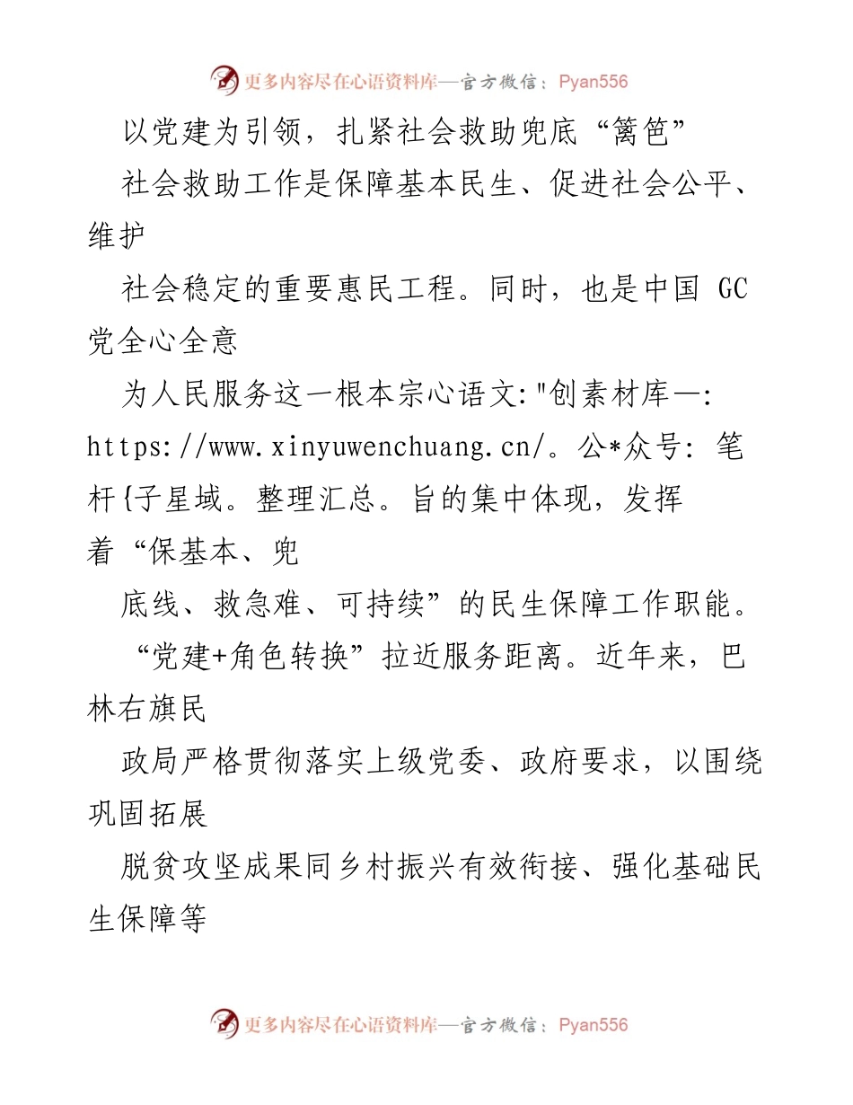 [工作总结] 社会救助 - 党建引领下的社会救助工作创新与实践.docx_第1页
