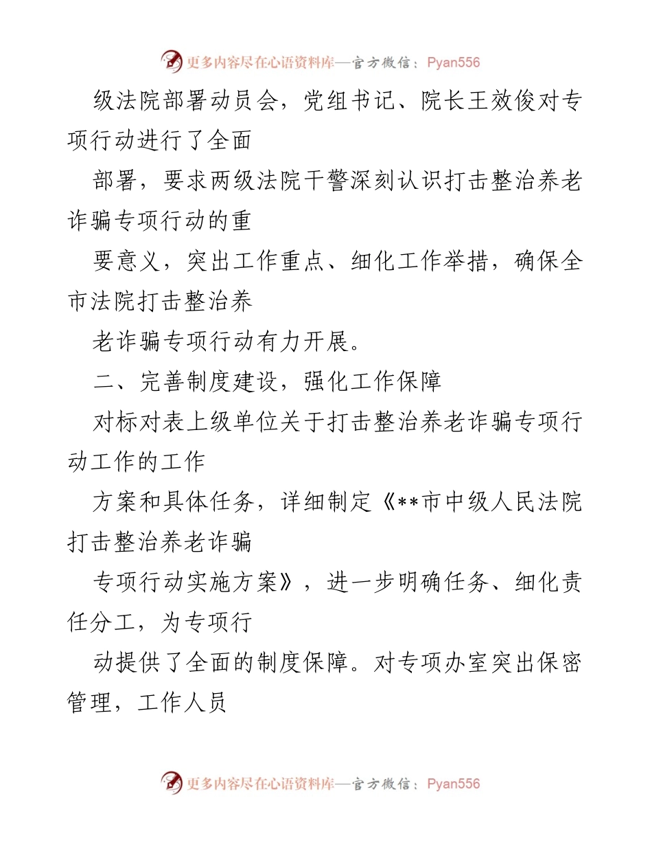 [工作总结] 法院 - 打击整治养老诈骗专项行动工作总结.docx_第2页