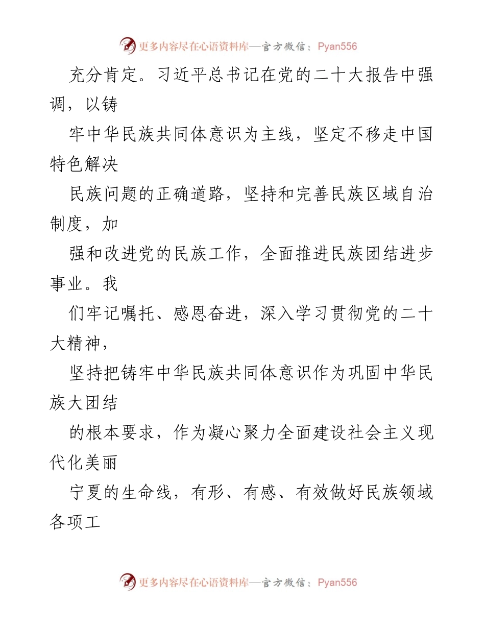 [工作总结] 民族工作会议 - 铸牢中华民族共同体意识，推动宁夏民族事业高质量发展.docx_第2页