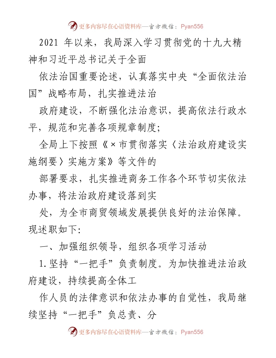 [工作总结] 法治政府建设 - 加强法治意识 提升依法行政水平的工作总结.docx_第1页