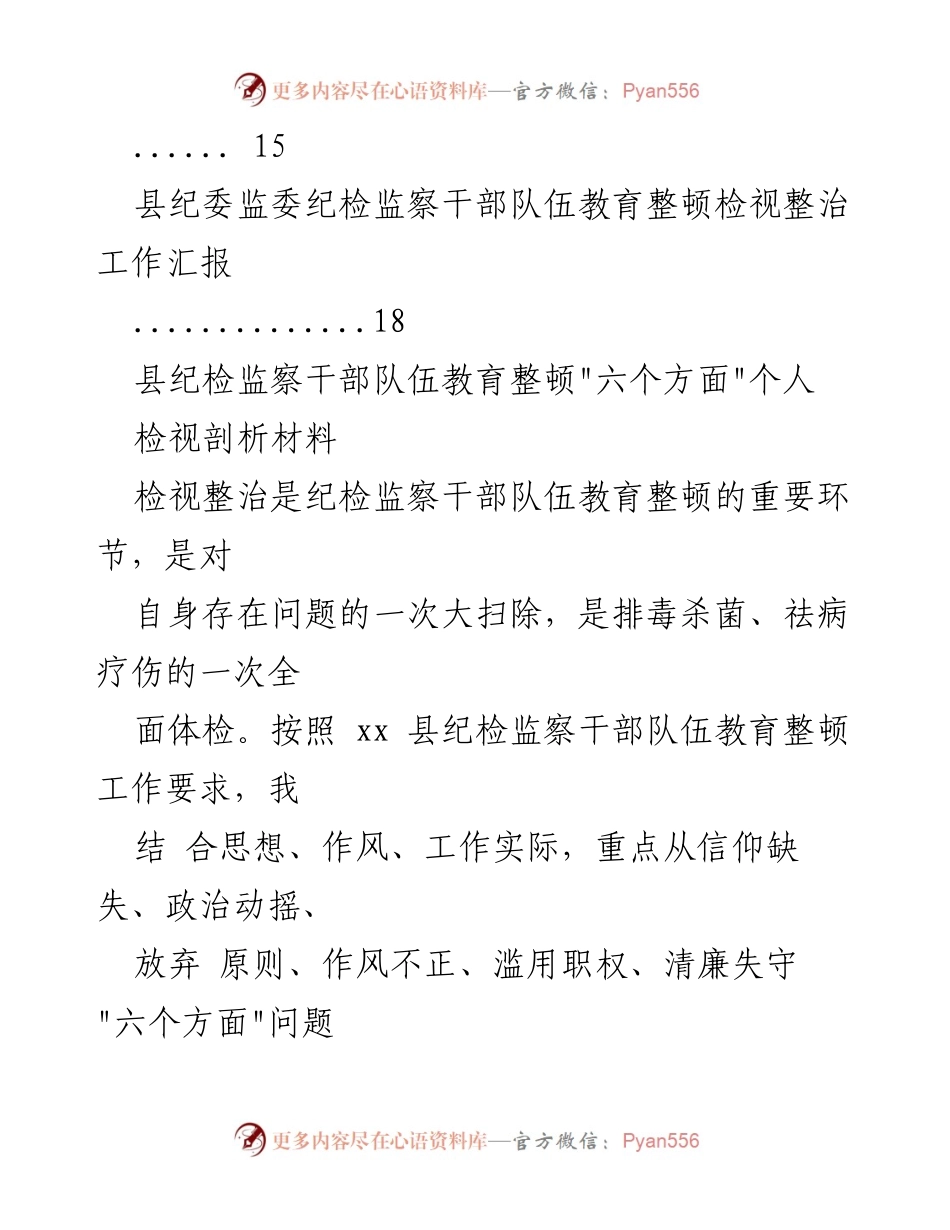 [工作总结] 纪检监察干部队伍教育整顿 - _六个方面_个人检视剖析总结.docx_第2页