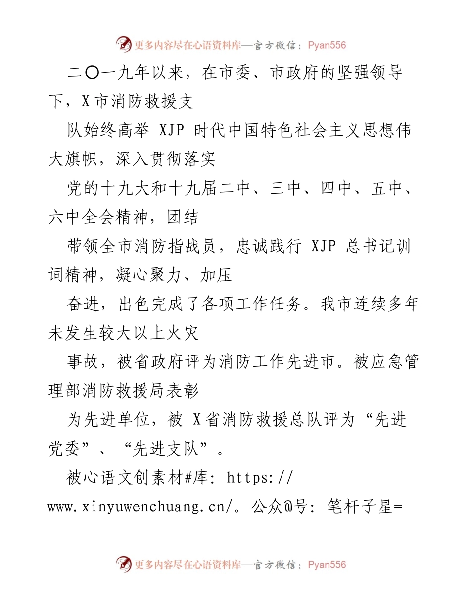 [工作总结] 消防救援 - X市消防救援支队2019年度工作总结与成就报告.docx_第1页