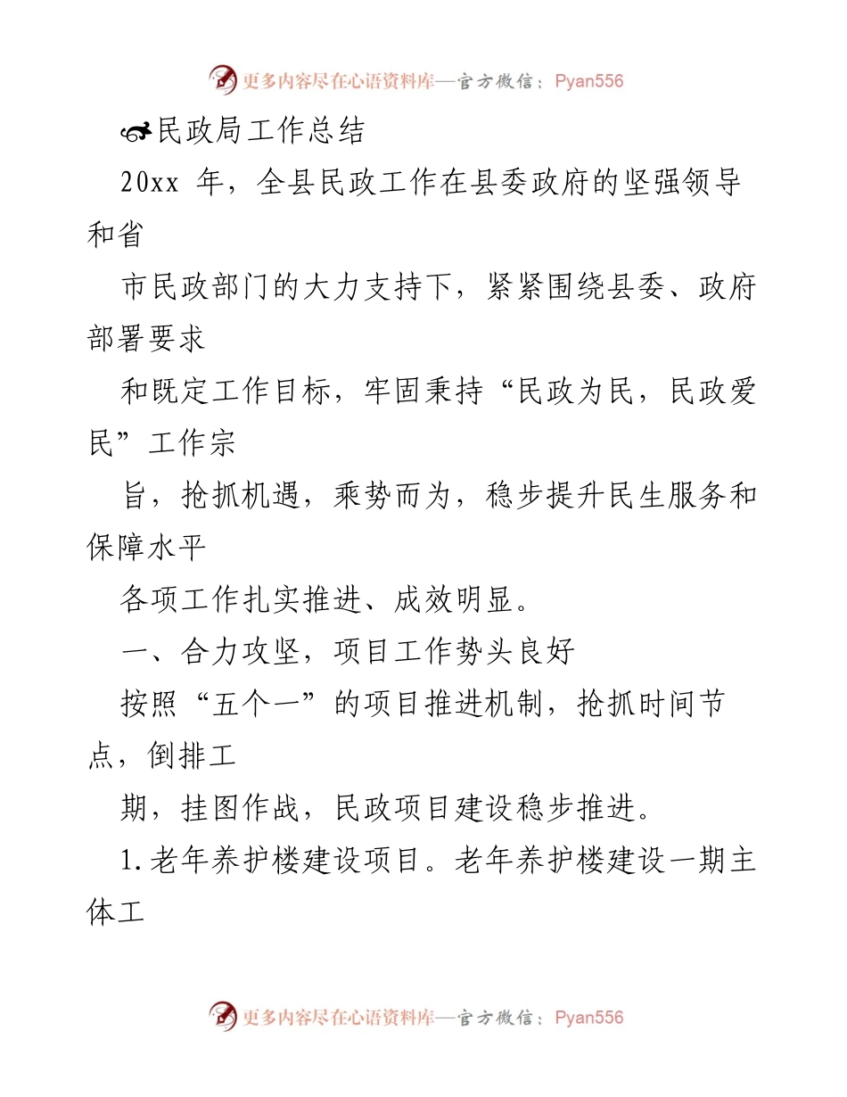 [工作总结] 民政局 - 20xx年民政工作总结与成效分析.docx_第1页