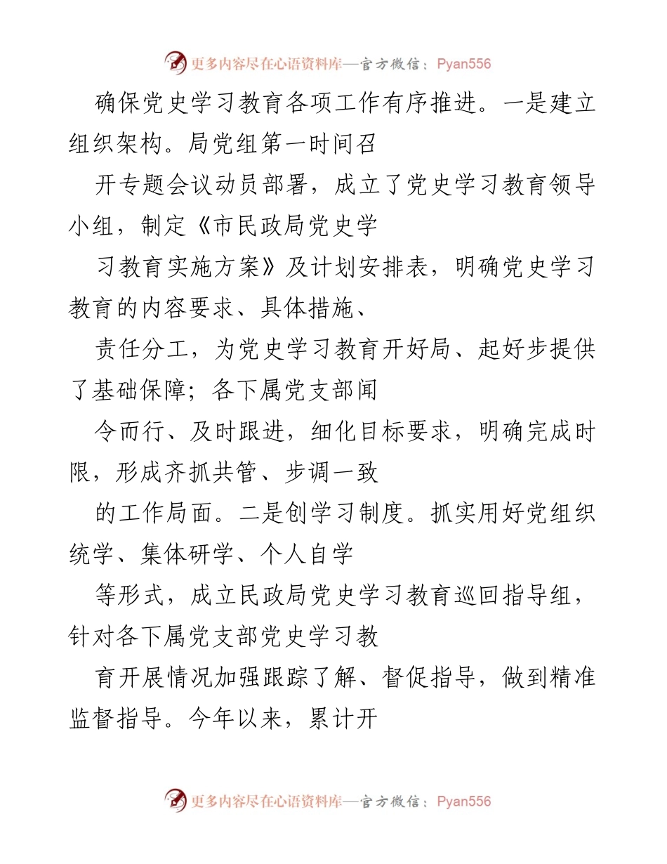 [工作总结] 民政局党史学习教育 - 市民政局党史学习教育工作总结与成效分析.docx_第2页