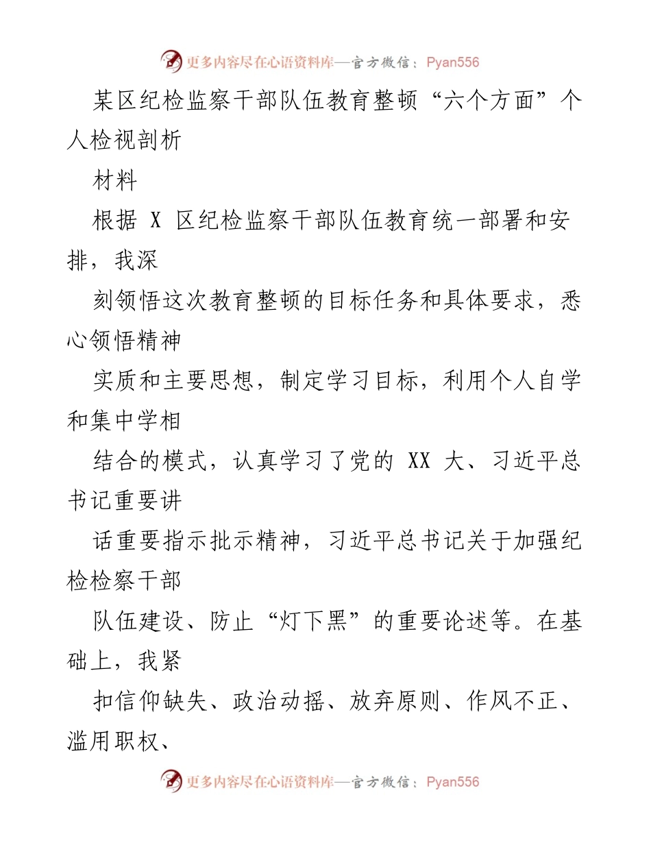 [工作总结] 纪检监察干部教育整顿 - 个人检视剖析报告.docx_第1页