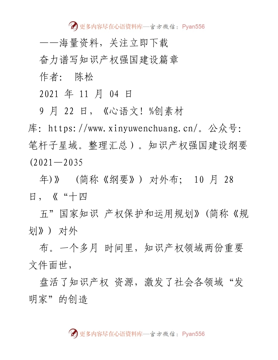 [工作总结] 知识产权领域 - 知识产权强国建设的战略与展望.docx_第1页