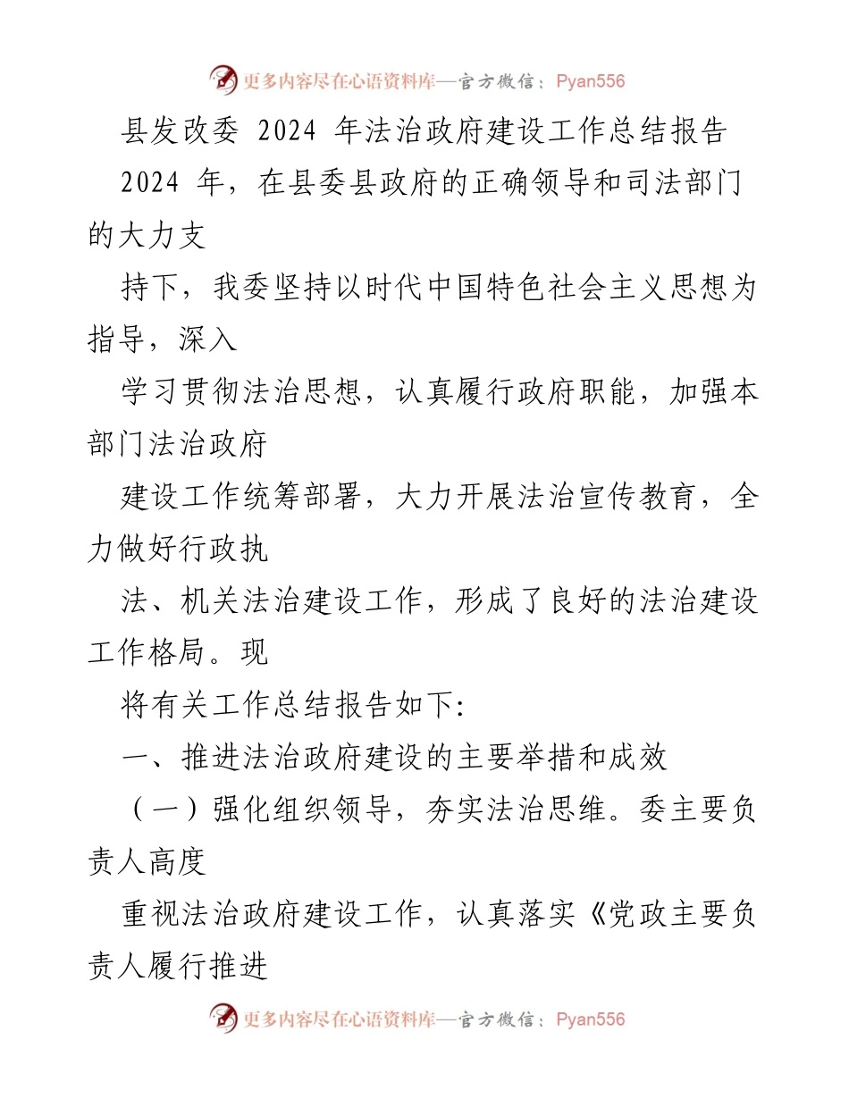 [工作总结] 法治政府建设 - 2024年法治政府建设工作总结报告.docx_第1页