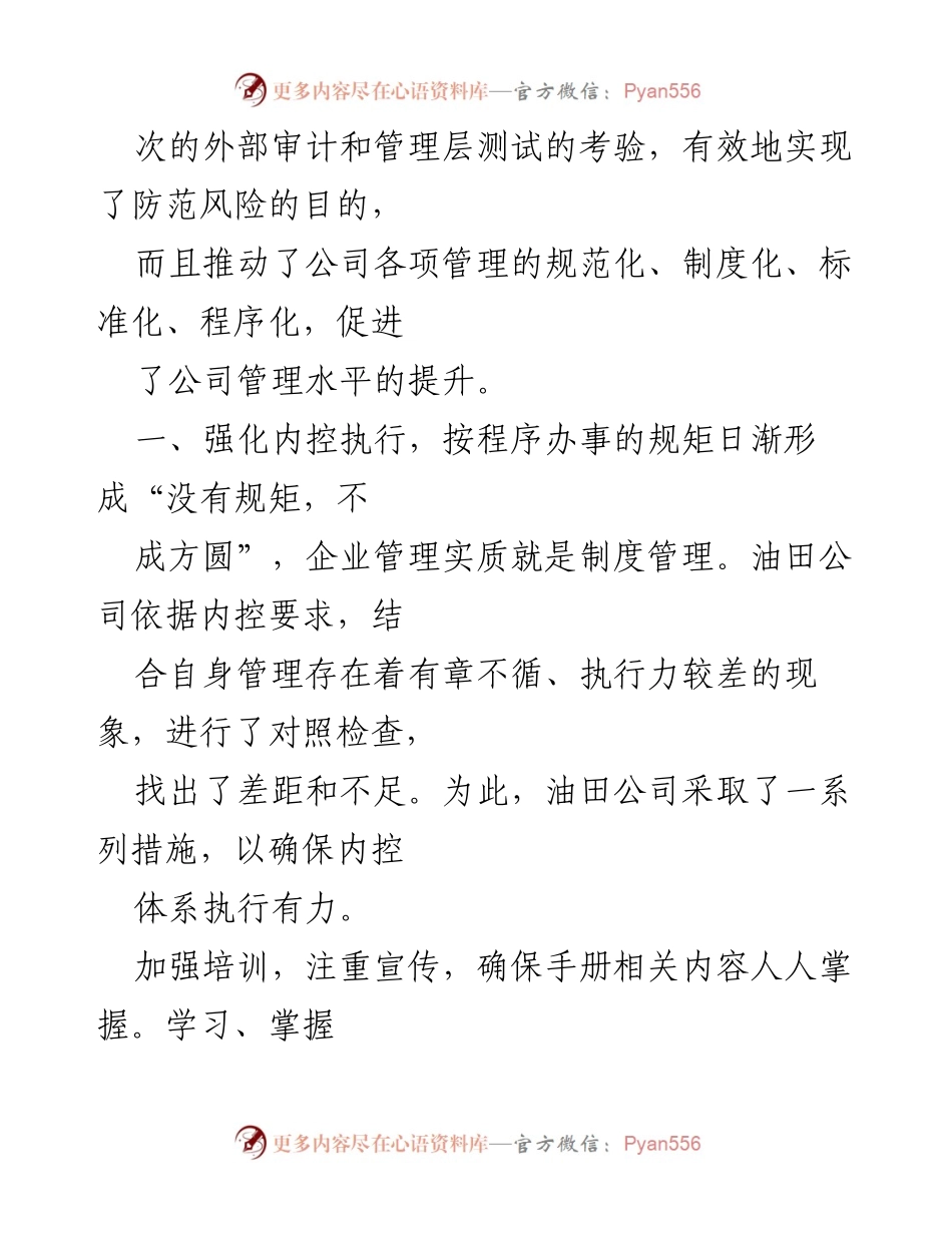 [工作总结] 油田公司 - 内部控制体系执行情况汇报.docx_第2页