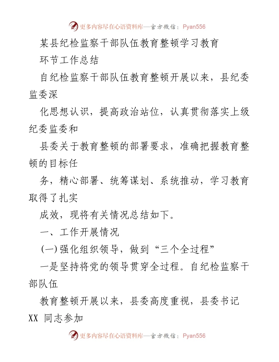 [工作总结] 纪检监察干部队伍教育整顿 - 教育整顿工作总结与成效分析.docx_第1页