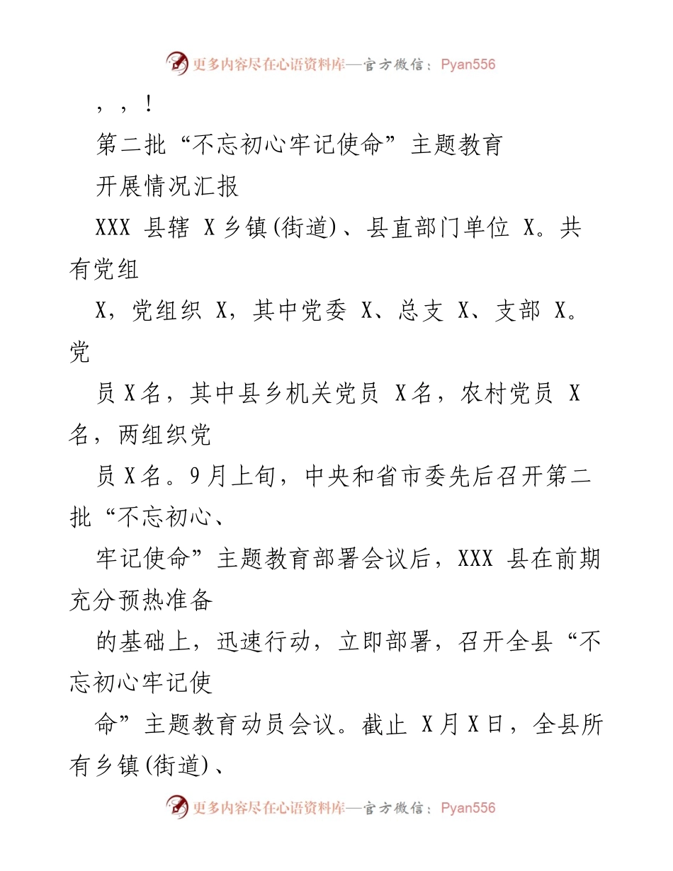 [工作总结] 第二批“不忘初心牢记使命”主题教育开展情况汇报.docx_第1页