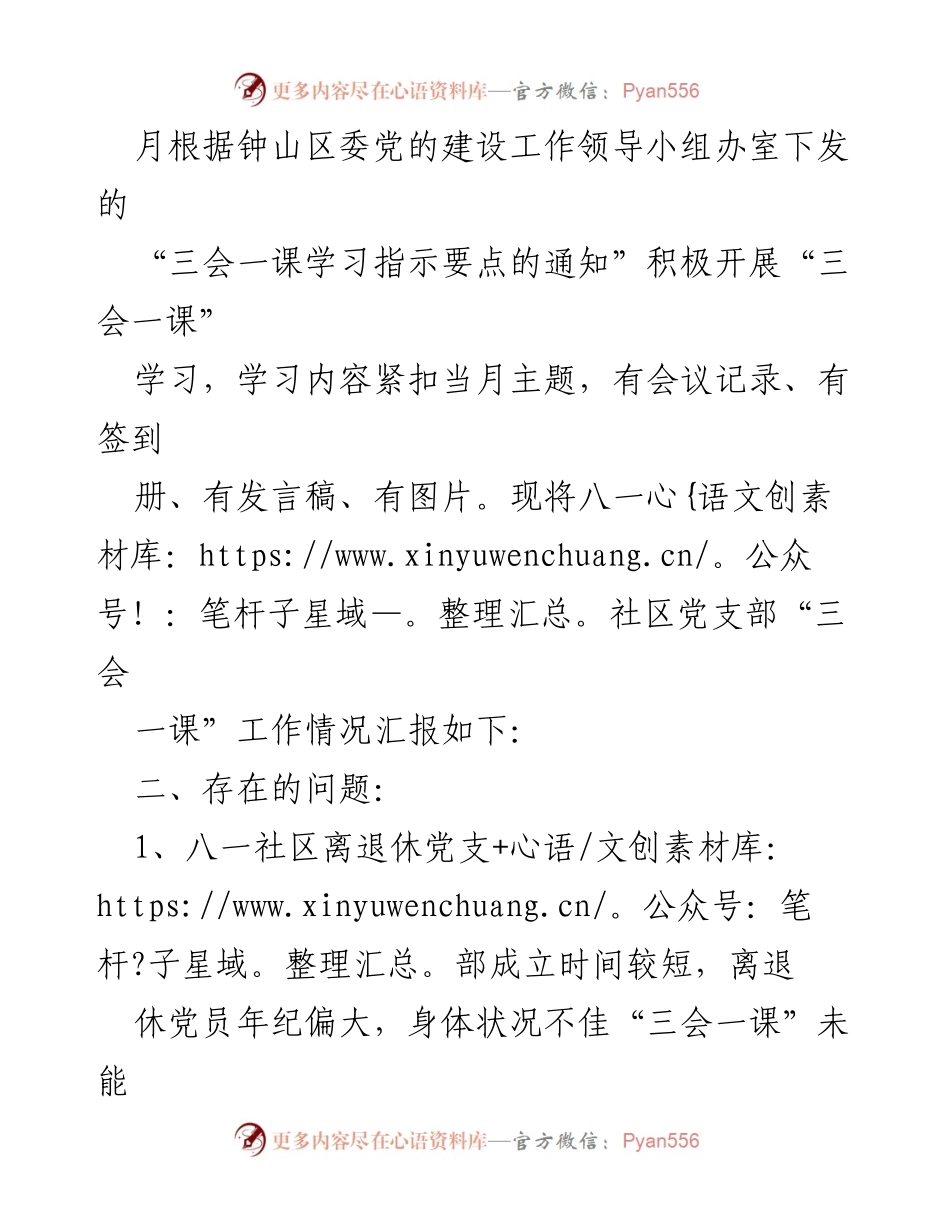 [工作总结] 社区党支部 - 八一社区党支部“三会一课”工作情况及整改措施报告.docx_第2页
