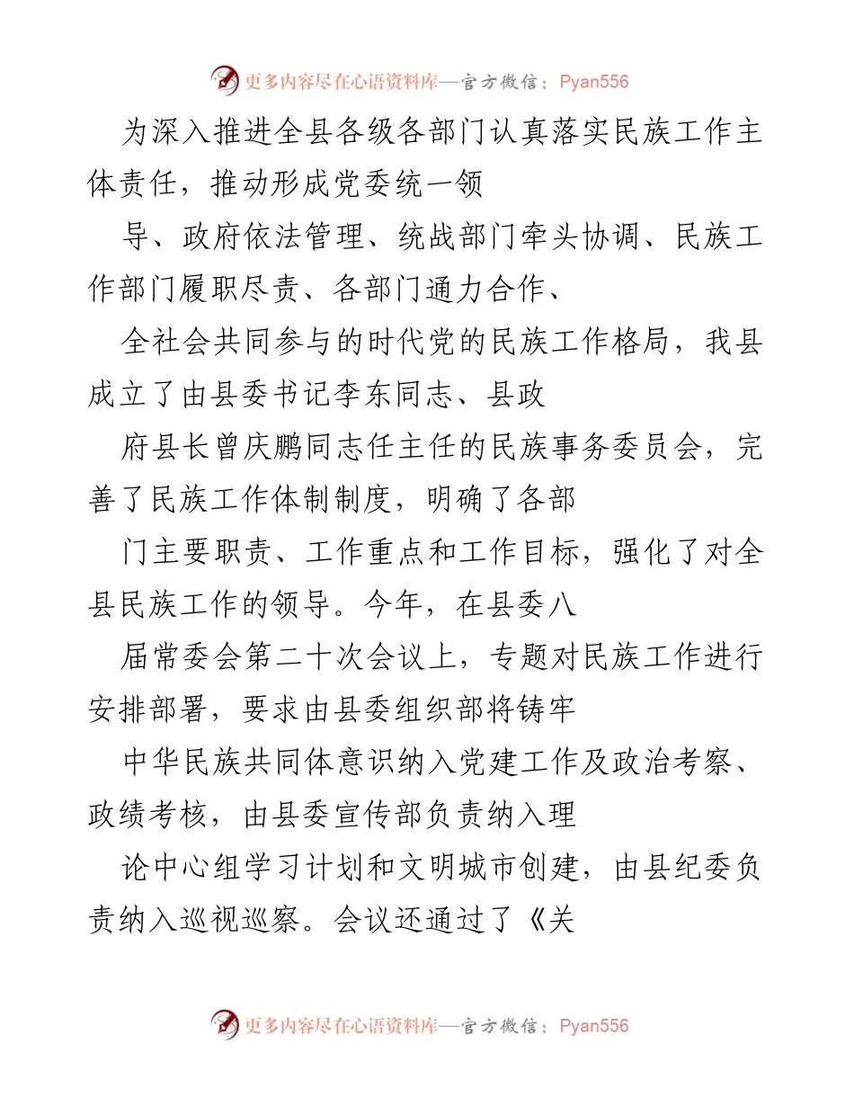 [工作总结] 民族工作推进会议 - 推动民族工作高质量发展与中华民族共同体意识的铸牢.docx_第2页