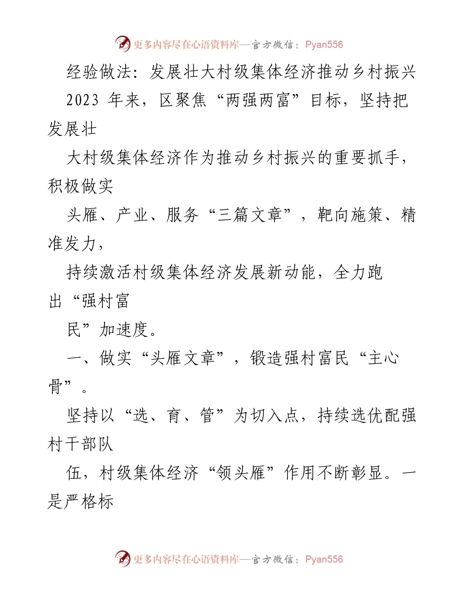 [工作总结] 村级集体经济发展会议 - 加速乡村振兴：发展壮大村级集体经济的经验与实践.docx_第1页