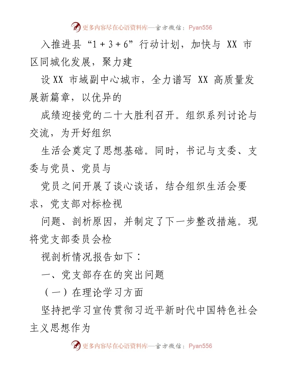 [工作总结] 组织生活会 - XX县医疗保障局党支部委员会组织生活会问题检视与整改报告.docx_第2页