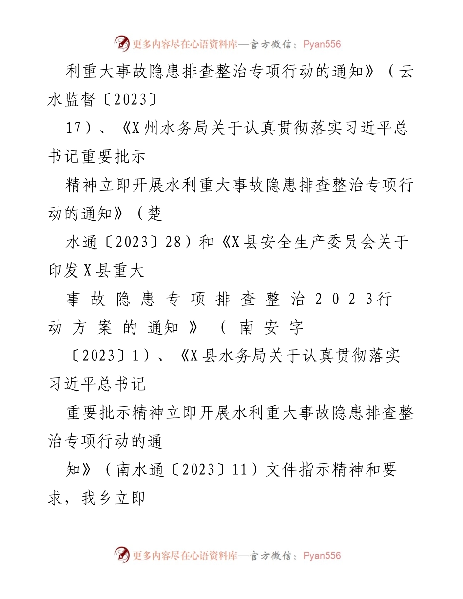 [工作总结] 水利安全隐患排查 - 水利重大事故隐患排查整治专项行动总结报告.docx_第2页