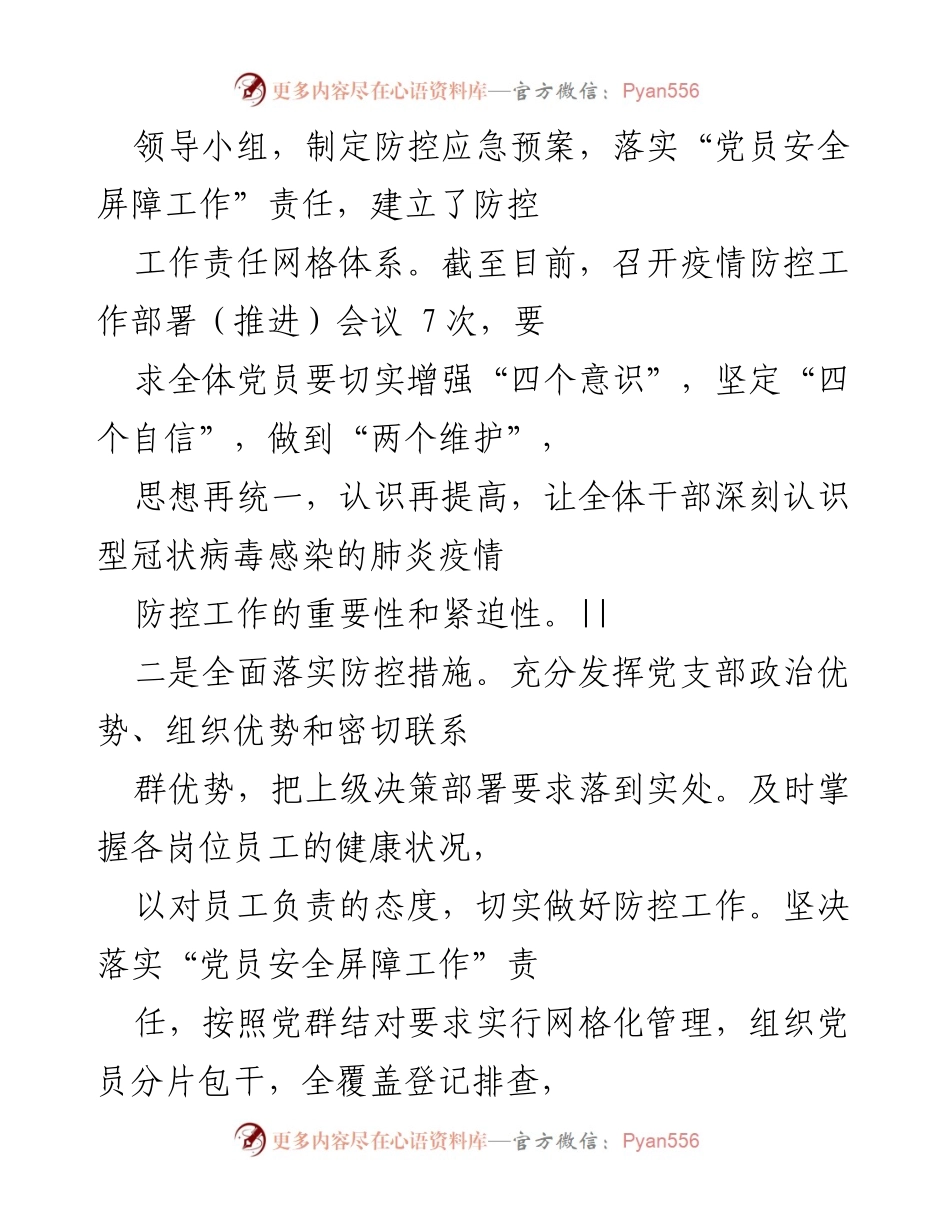[工作总结] 疫情防控 - XX党支部在疫情防控中的先锋作用与实践总结.docx_第2页