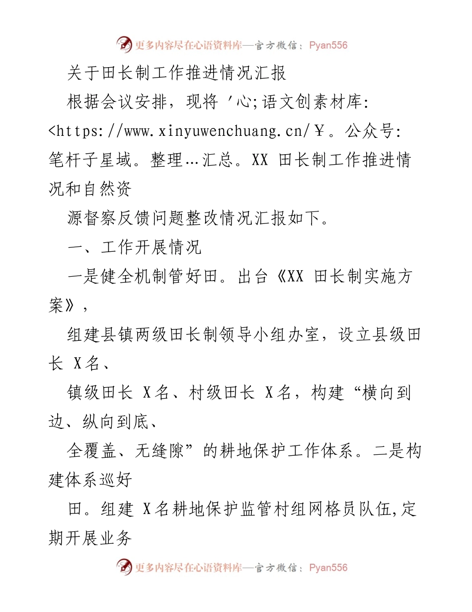 [工作总结] 田长制推进会议 - 田长制工作推进情况汇报与整改进展分析.docx_第1页