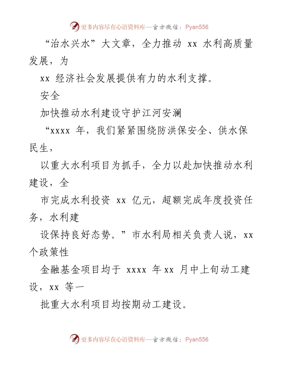 [工作总结] 水利局活动 - 推动水利高质量发展，保障民生安全.docx_第2页
