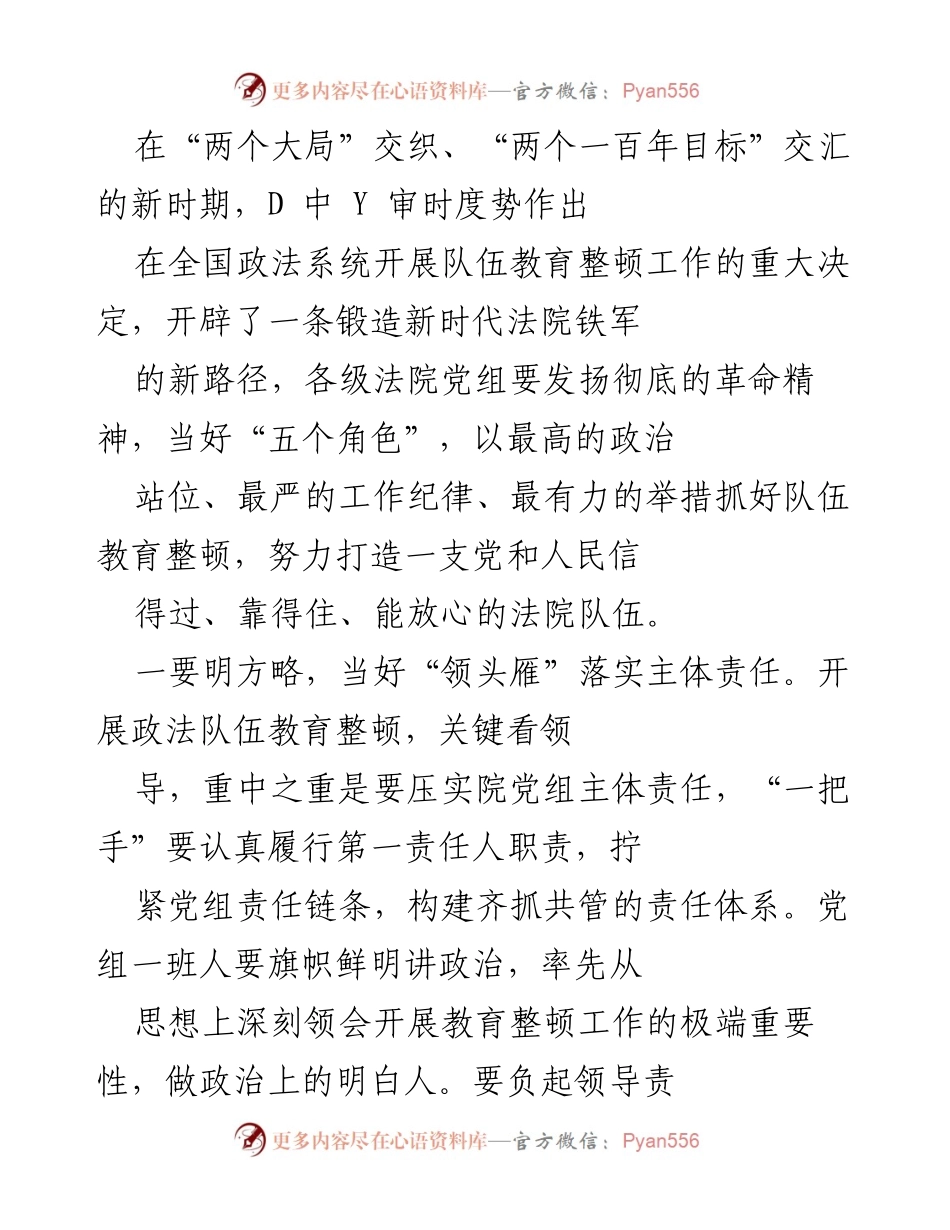 [工作总结] 法院教育整顿会议 - 打造新时代法院铁军的实施路径与责任落实.docx_第1页