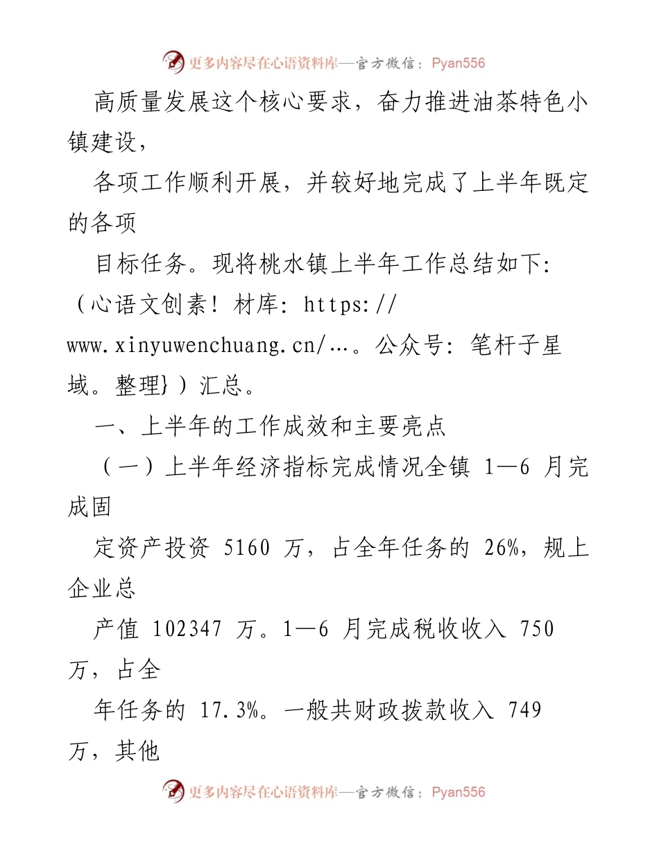 [工作总结] 桃水镇 - 2021年上半年工作总结与下半年工作计划报告.docx_第2页