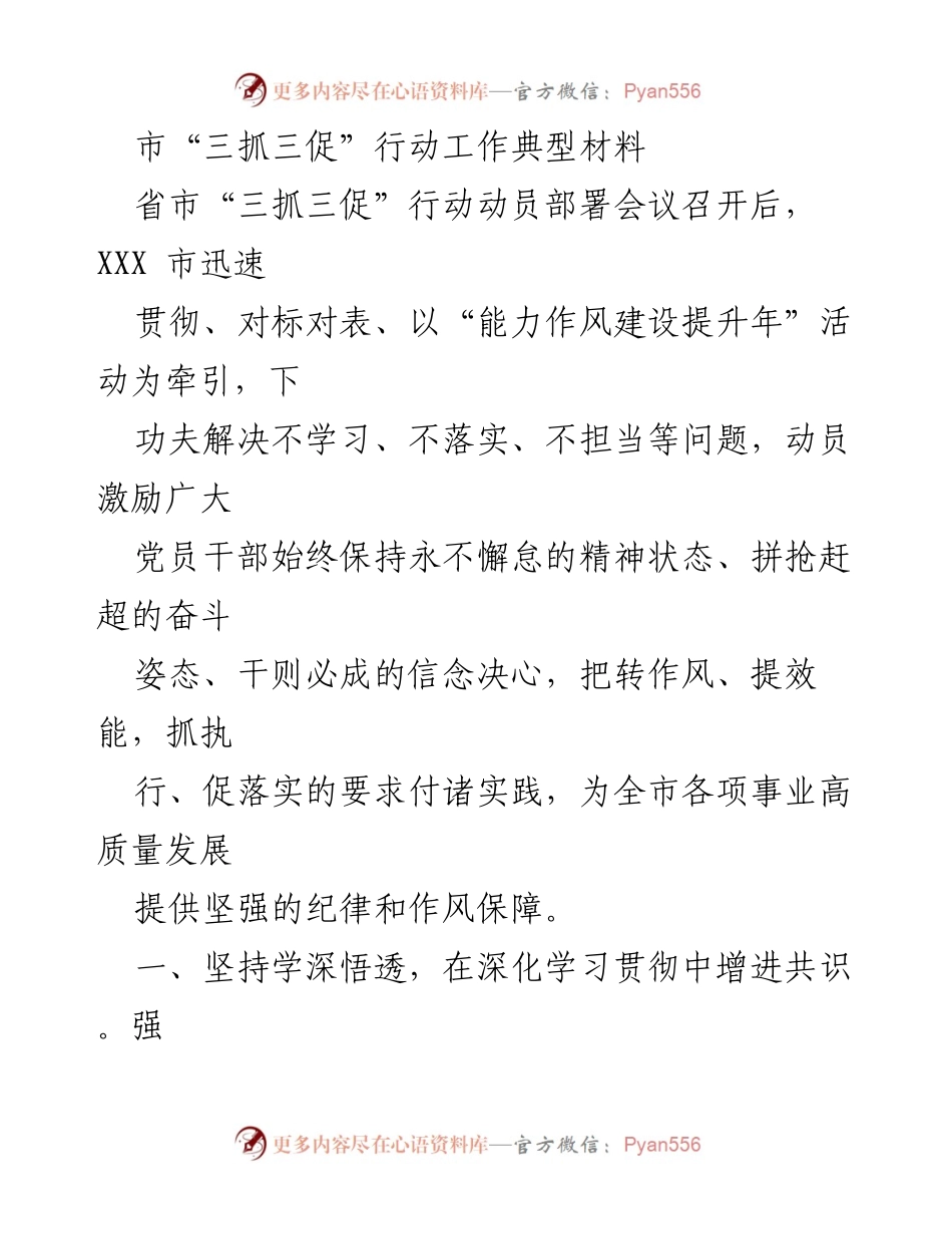 [工作总结] 省市“三抓三促”行动动员部署会议 - XXX市“三抓三促”行动实施情况总结报告.docx_第1页
