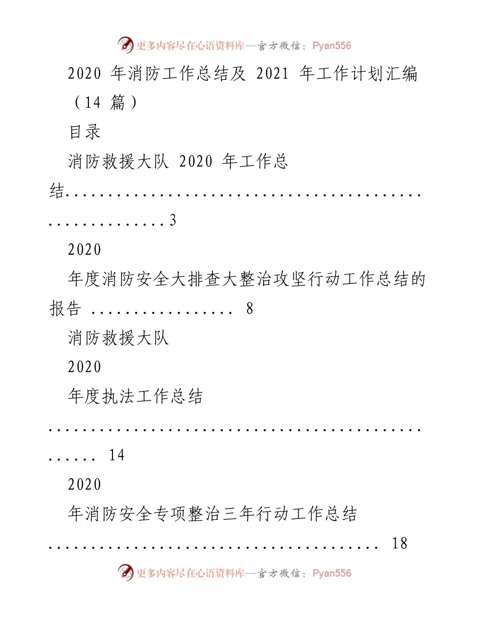 [工作总结] 消防救援大队 - 2020年消防工作总结与2021年工作计划汇编.docx_第1页