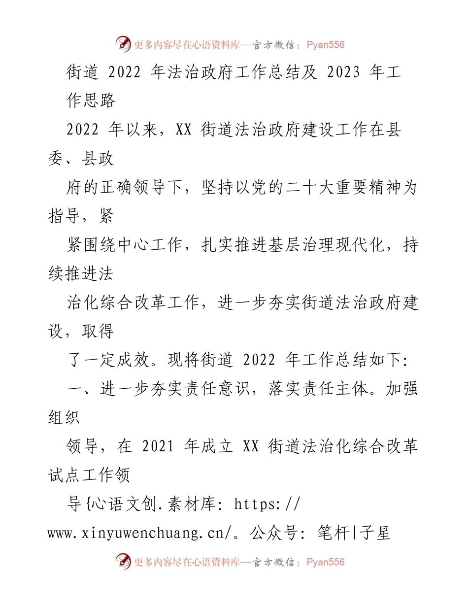 [工作总结] 法治政府建设 - 2022年法治政府工作总结及2023年工作思路.docx_第1页