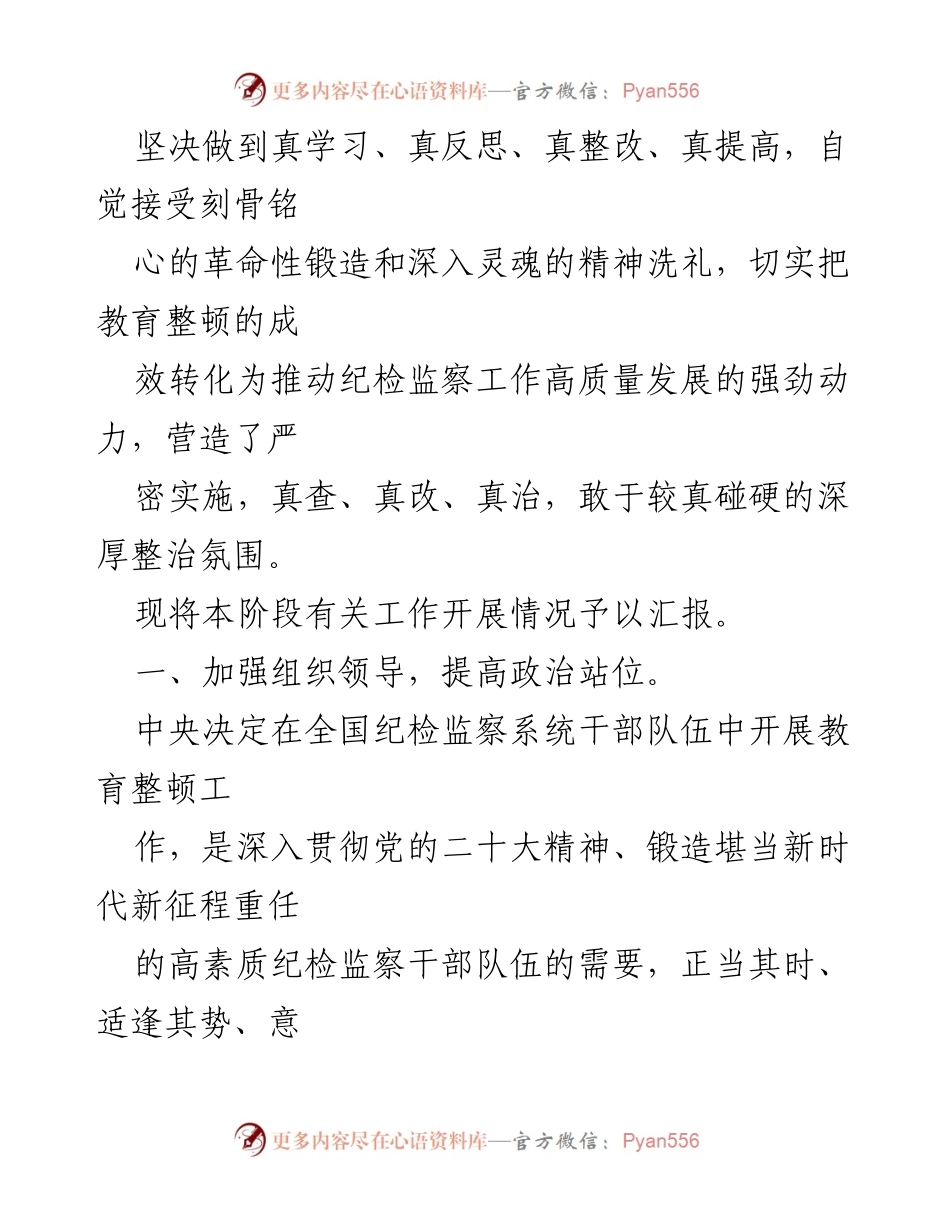 [工作总结] 纪检监察干部教育整顿 - 关于“检视整治”阶段工作开展情况的汇报.docx_第2页