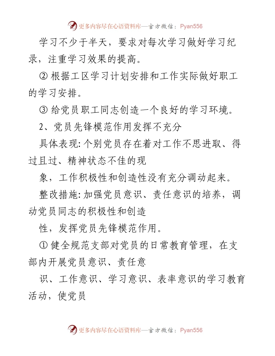 [工作总结] 生活会 - 党支部问题检视与整改措施总结.docx_第2页