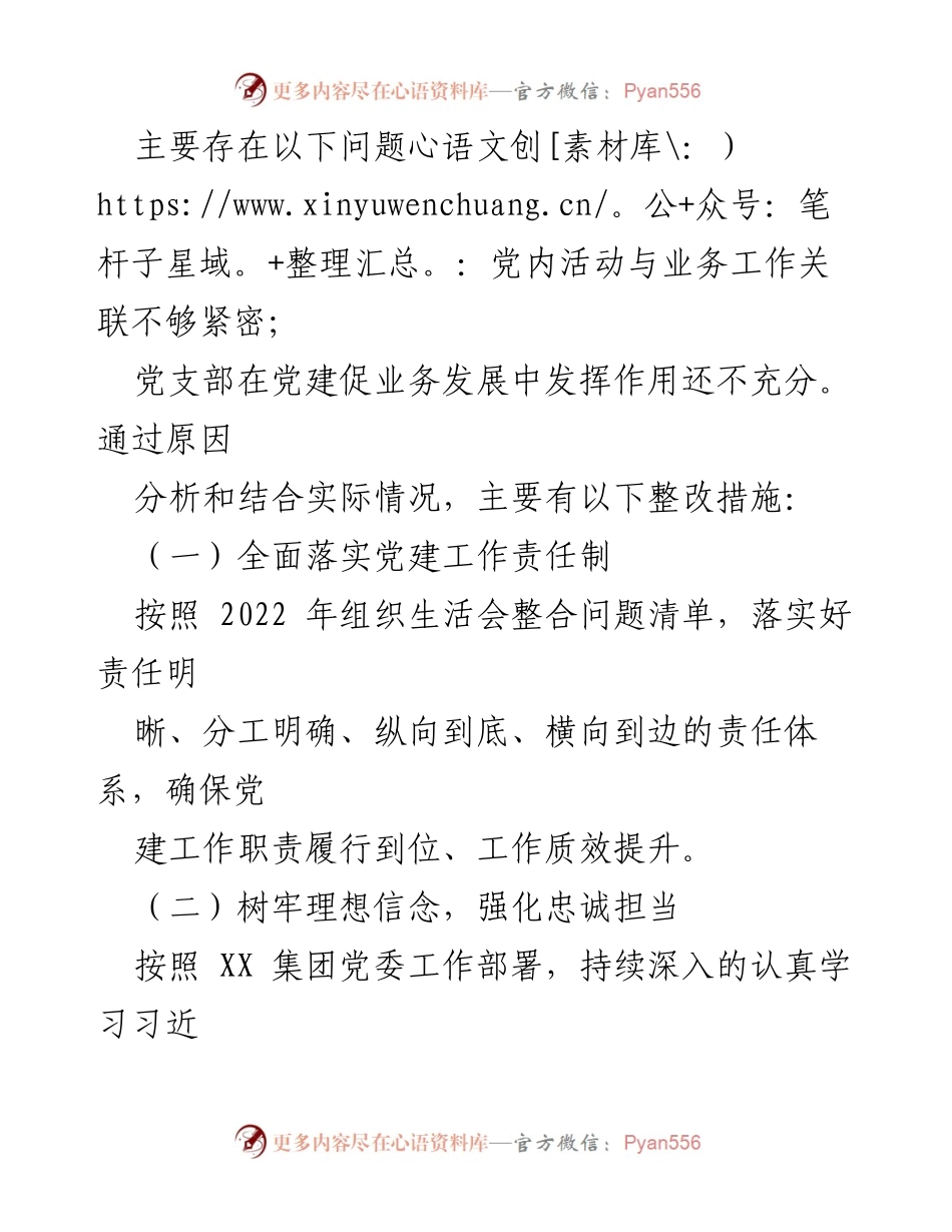 [工作总结] 组织生活会 - 2022年度党支部工作报告与整改措施总结.docx_第2页