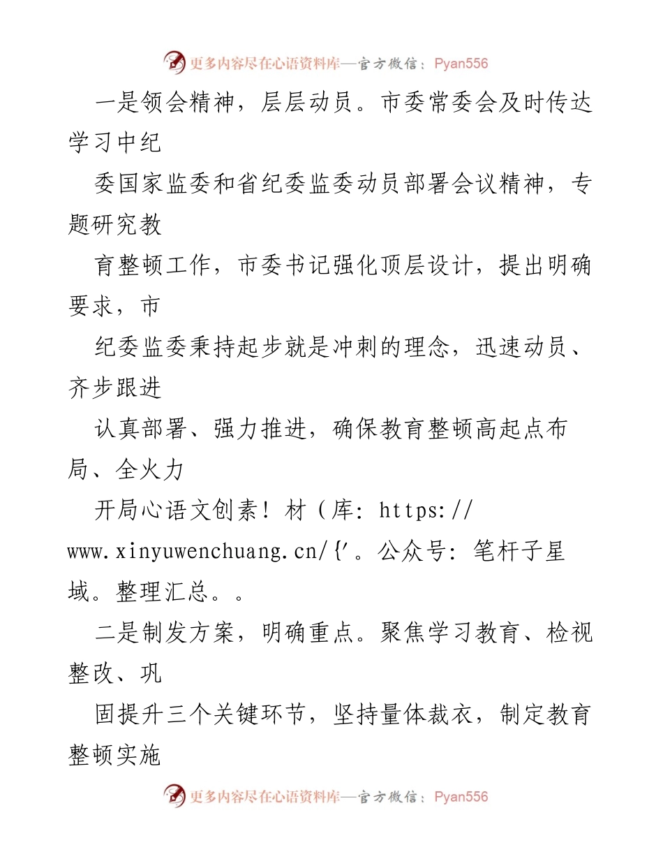 [工作总结] 纪检监察干部教育整顿 - 2023年XX市纪检监察干部队伍教育整顿工作汇报.docx_第2页