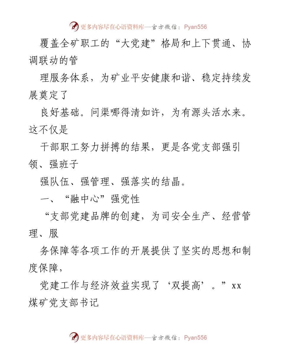 [工作总结] 煤矿党支部 - 党建引领矿井安全生产与持续发展总结.docx_第2页
