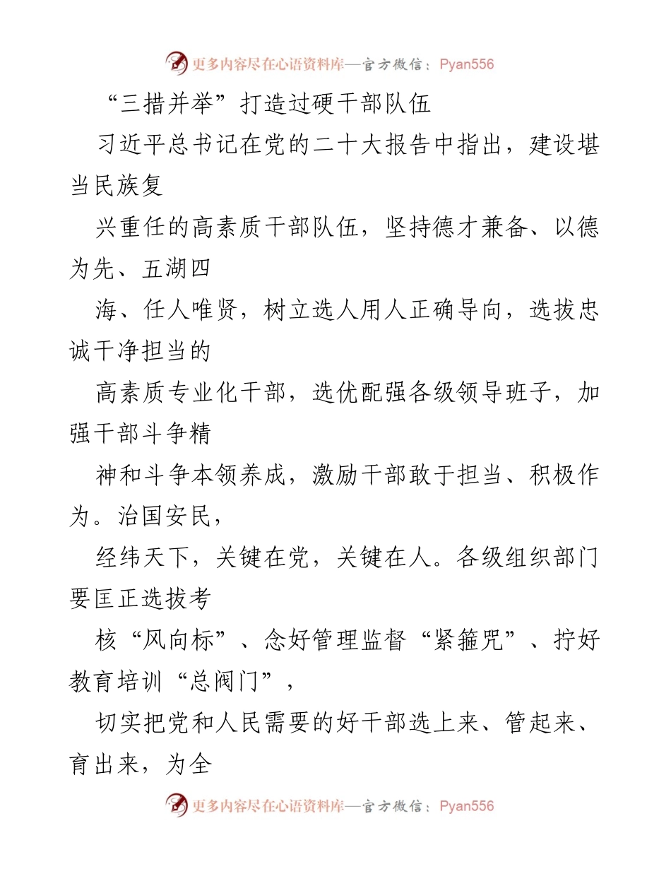 [工作总结] 组织建设 - “三措并举”提升干部队伍素质与管理.docx_第1页