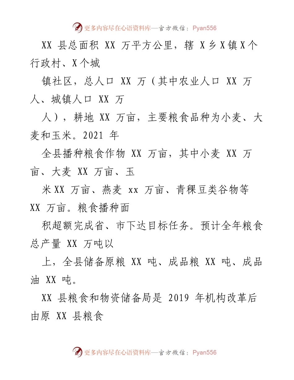 [工作总结] 粮食安全工作 - XX县粮食领域专项巡视工作汇报.docx_第2页