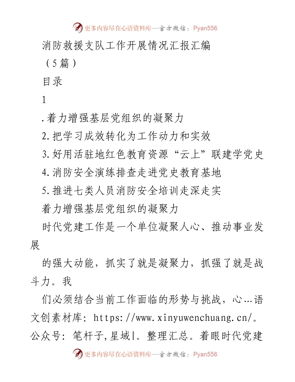 [工作总结] 消防救援支队 - 加强基层党建工作以提升消防救援能力.docx_第1页