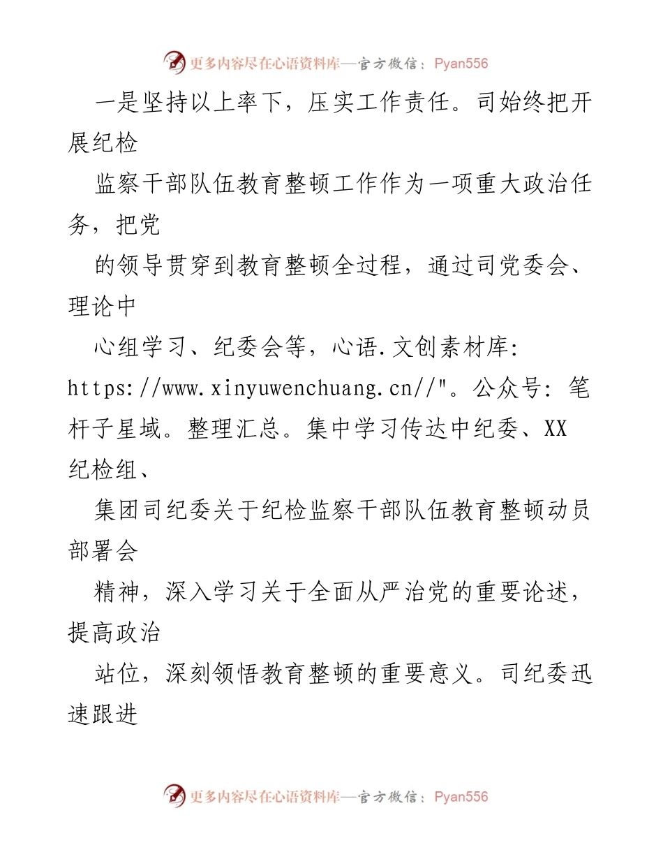 [工作总结] 纪检监察干部教育整顿 - 纪检监察干部教育整顿工作开展情况总结报告.docx_第2页