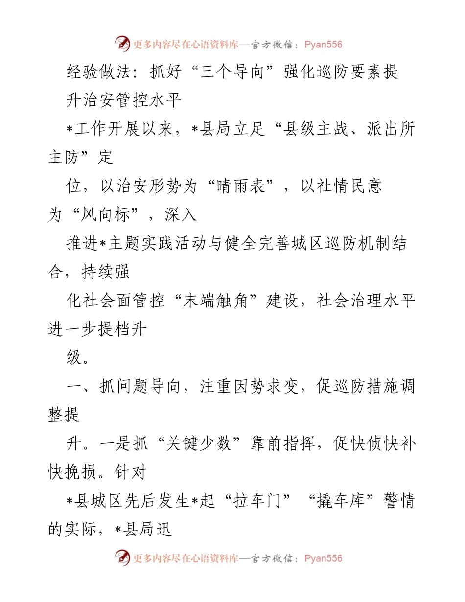 [工作总结] 治安管理 - 强化巡防要素提升治安管控水平的经验做法.docx_第1页