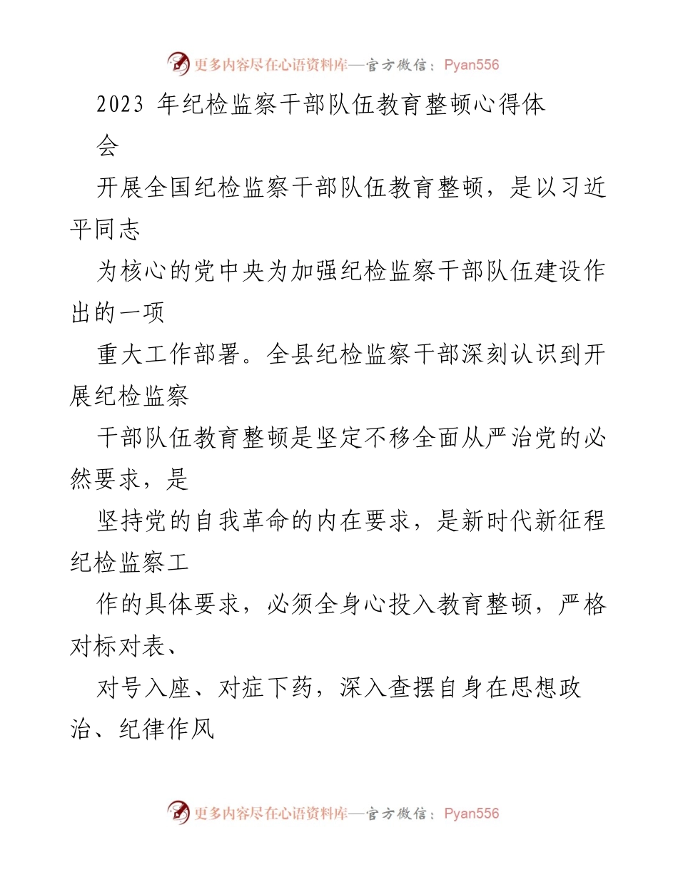 [工作总结] 纪检监察干部教育整顿 - 深入推进纪检监察干部队伍教育整顿的实践与思考.docx_第1页