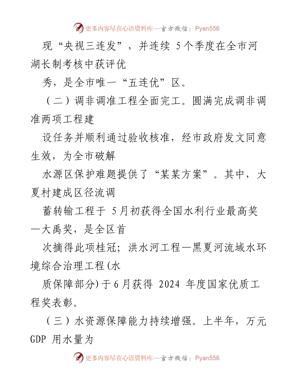[工作总结] 水利和湖泊局 - 2024年上半年水利和湖泊局工作成效与下半年计划.docx_第2页