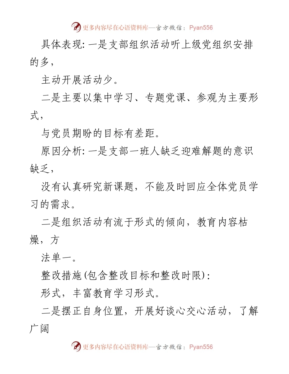 [工作总结] 组织生活会 - 支部组织生活会问题检视与整改措施总结.docx_第2页