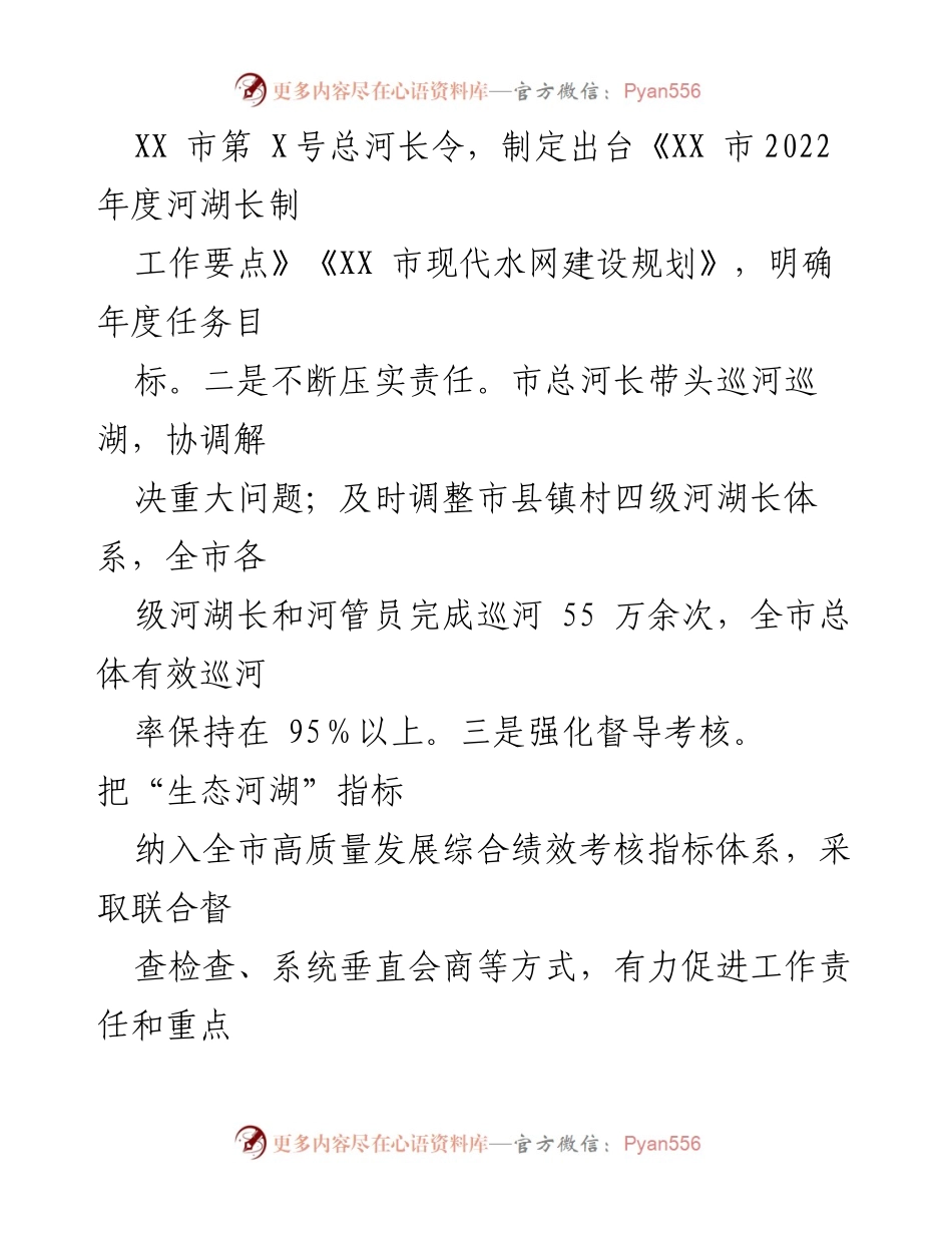 [工作总结] 水利局 - XX市河长制湖长制2022年工作总结报告.docx_第2页