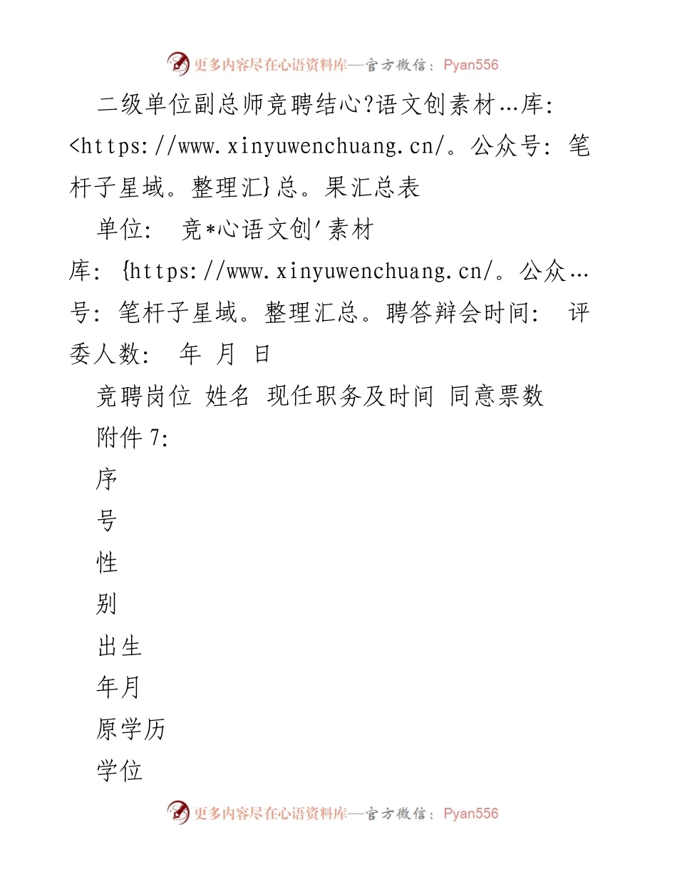 [工作总结] 竞聘答辩会 - 二级单位副总师竞聘结果汇总.docx_第1页