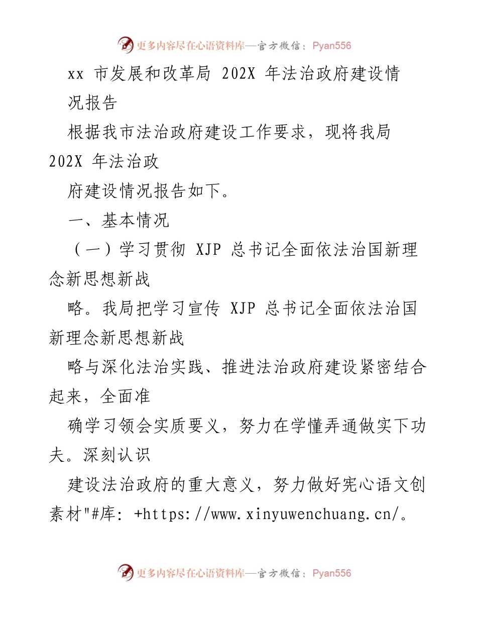 [工作总结] 法治政府建设 - xx市202X年法治政府建设情况报告.docx_第1页