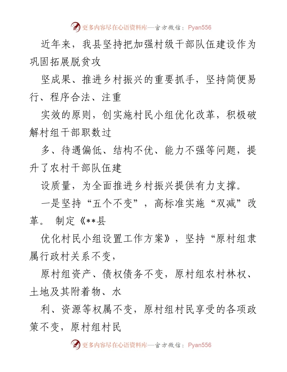 [工作总结] 村级干部队伍建设 - 加强村级干部队伍建设助力乡村振兴.docx_第1页