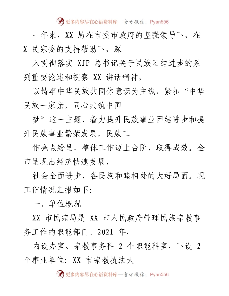[工作总结] 民族团结进步工作 - XX市民族团结进步工作年度总结报告.docx_第1页